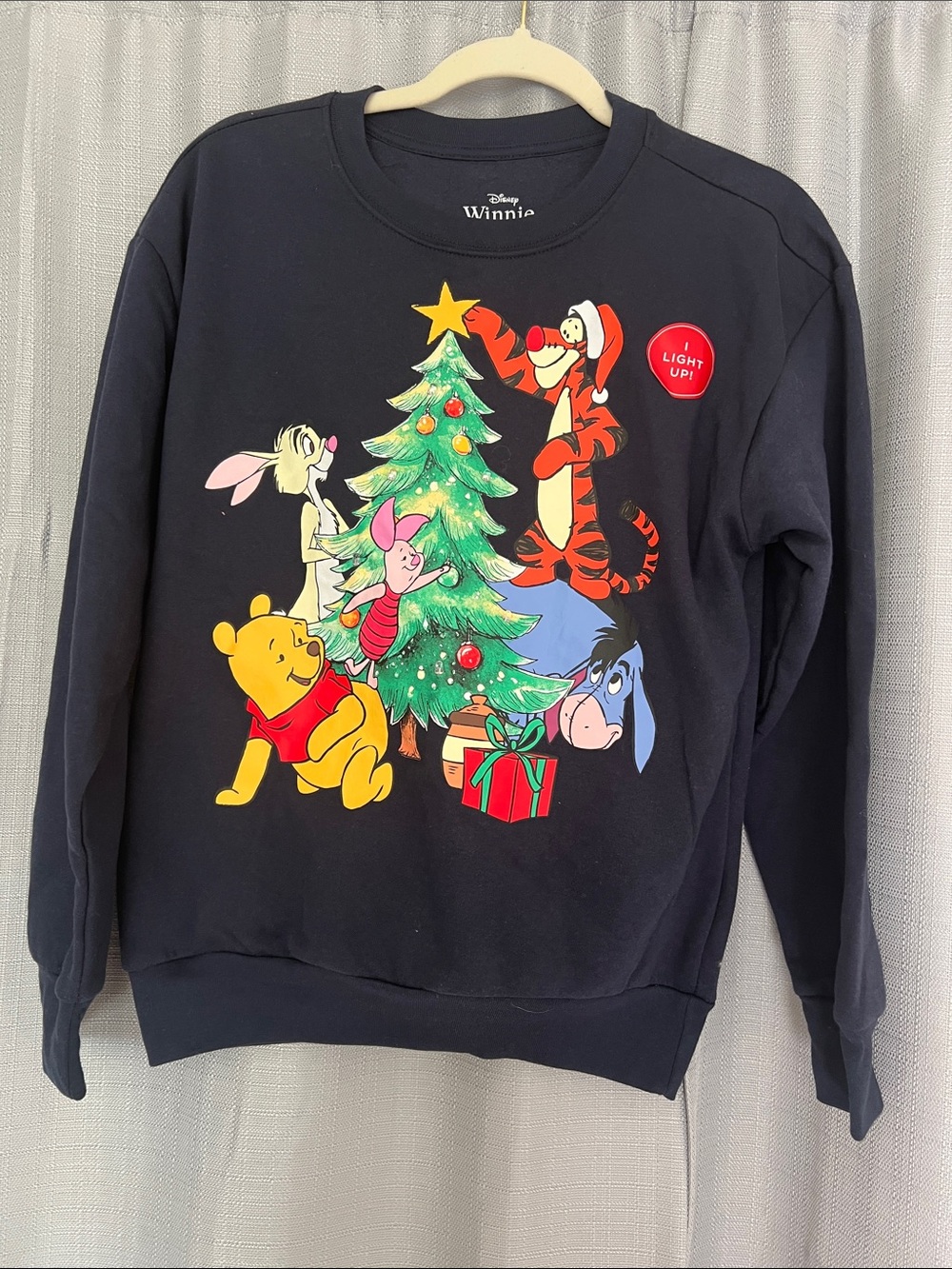Disney Winnie the Pooh Black Holiday Light-Up Sweatshirt